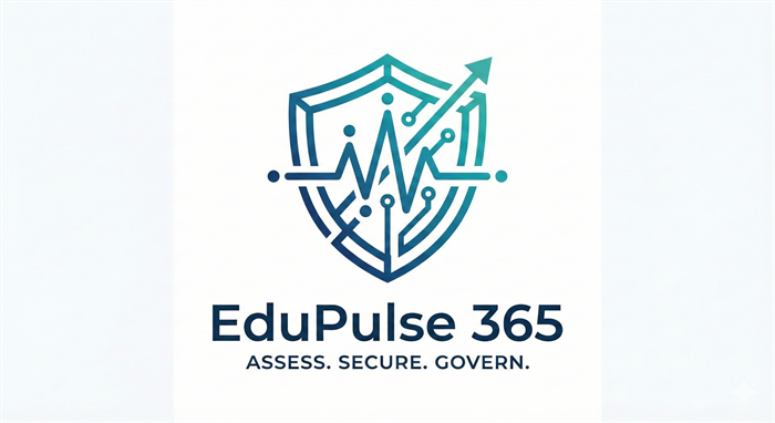 EduPulse 365 logo with a shield and circuit lines forming an upward growth arrow, with the tagline Assess. Secure. Govern.